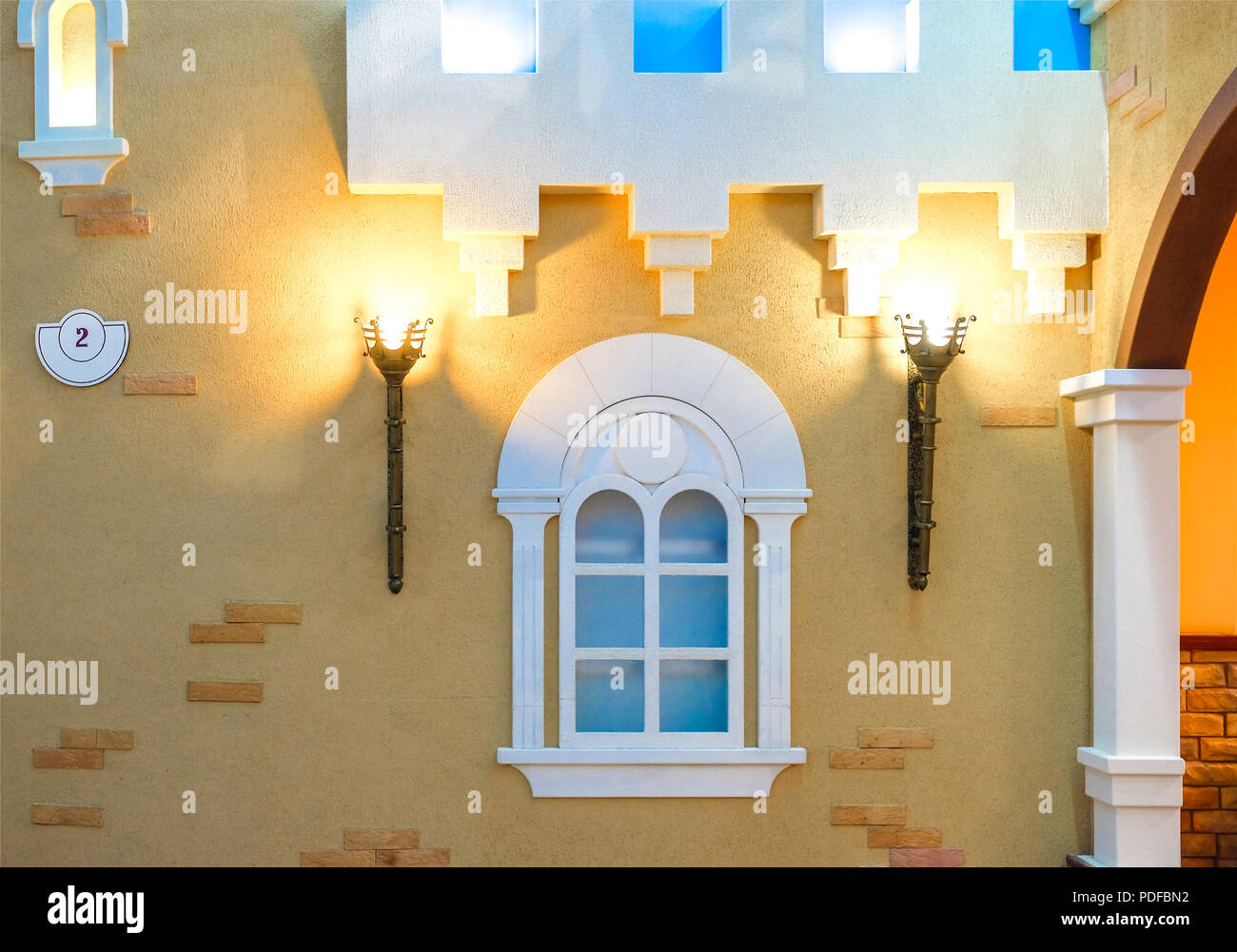 The Lamp In The Apartment Made Like A Torch In The Middle Of The