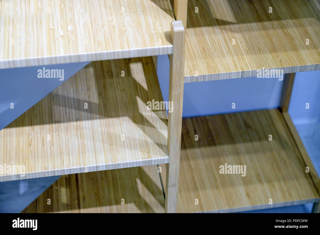 Bamboo drawer surface. Texture Wooden Background. Box with cells made ...