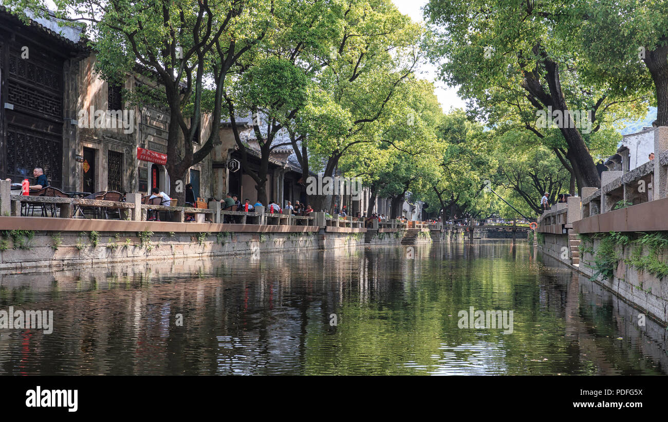 Huishan, China - May 4, 2018: Water canal in Huishan old town in Jiangsu province, China Stock Photo
