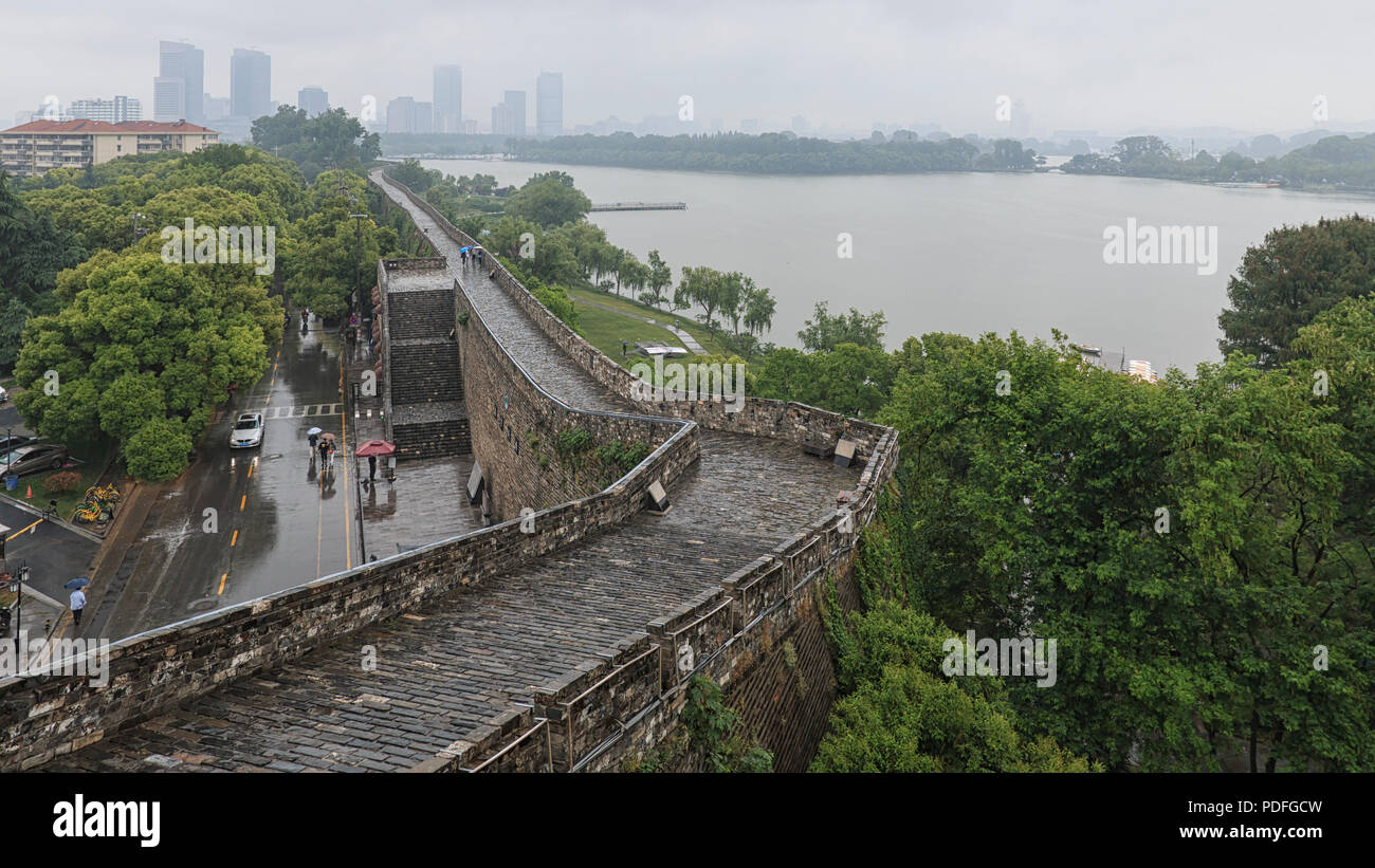 Nanjing, China - May 5, 2018: Xuanwu lake in Nanjing as seen from the walls Stock Photo