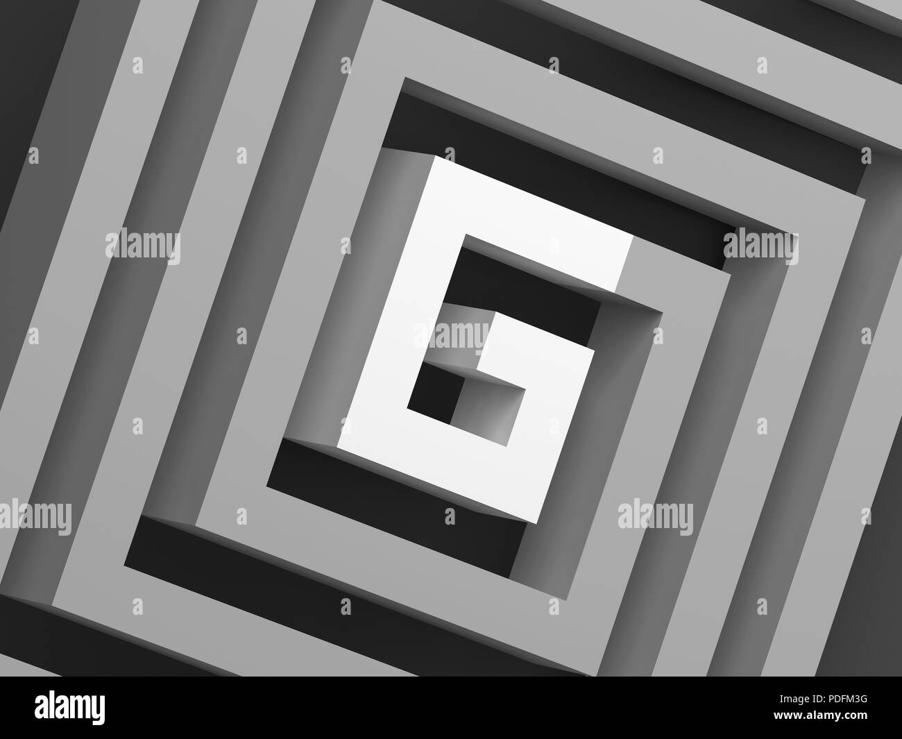 Abstract gray square spiral with white section in shape of G letter, 3d  render illustration Stock Photo - Alamy