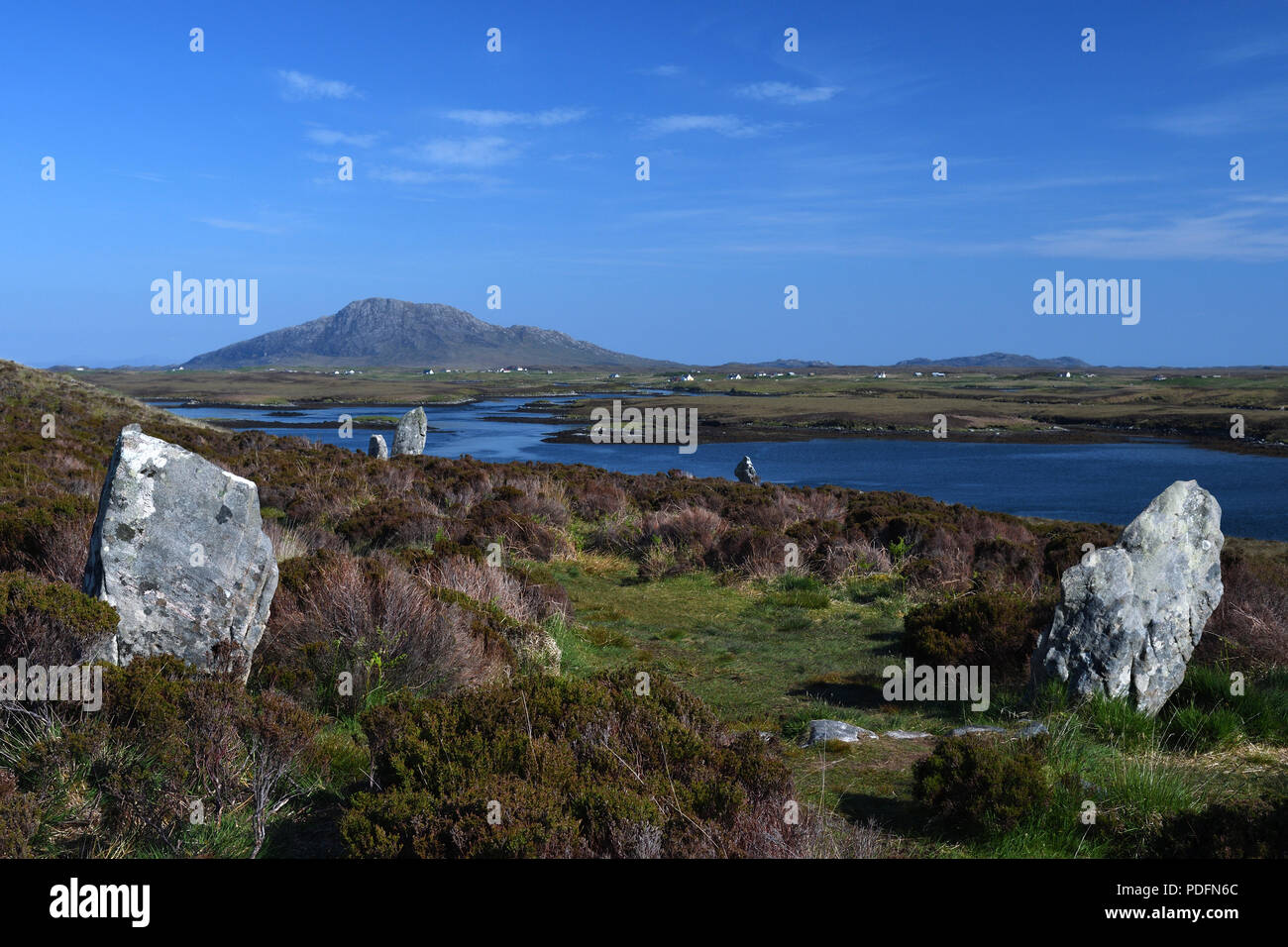 pobull finn;finn's people;stone circle;loch langass;north uist;scotland Stock Photo