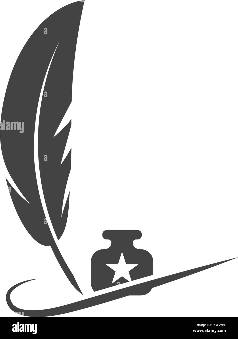 Quill pen round logo. Black feather symbol Stock Vector Image & Art - Alamy