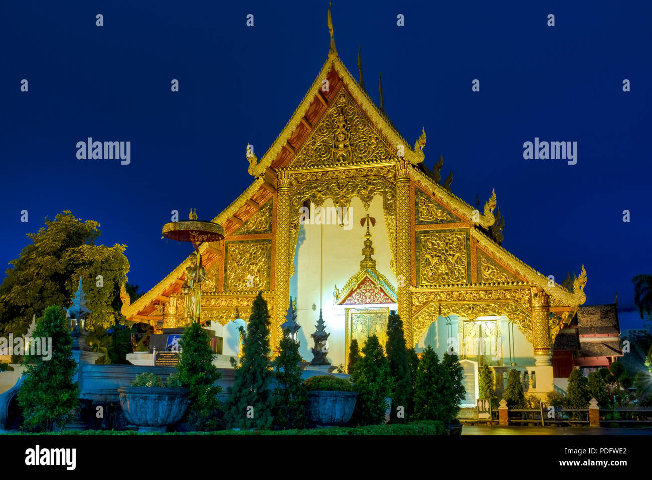 Wihan Luang of Wat Phra Singh, Chiang Mai, Thailand Stock Photo