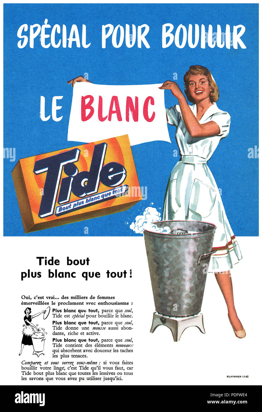 1957 French advertisement for Tide soap powder Stock Photo Alamy