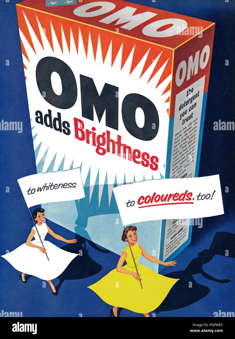 1957 British advertisement for Omo soap powder. Stock Photo