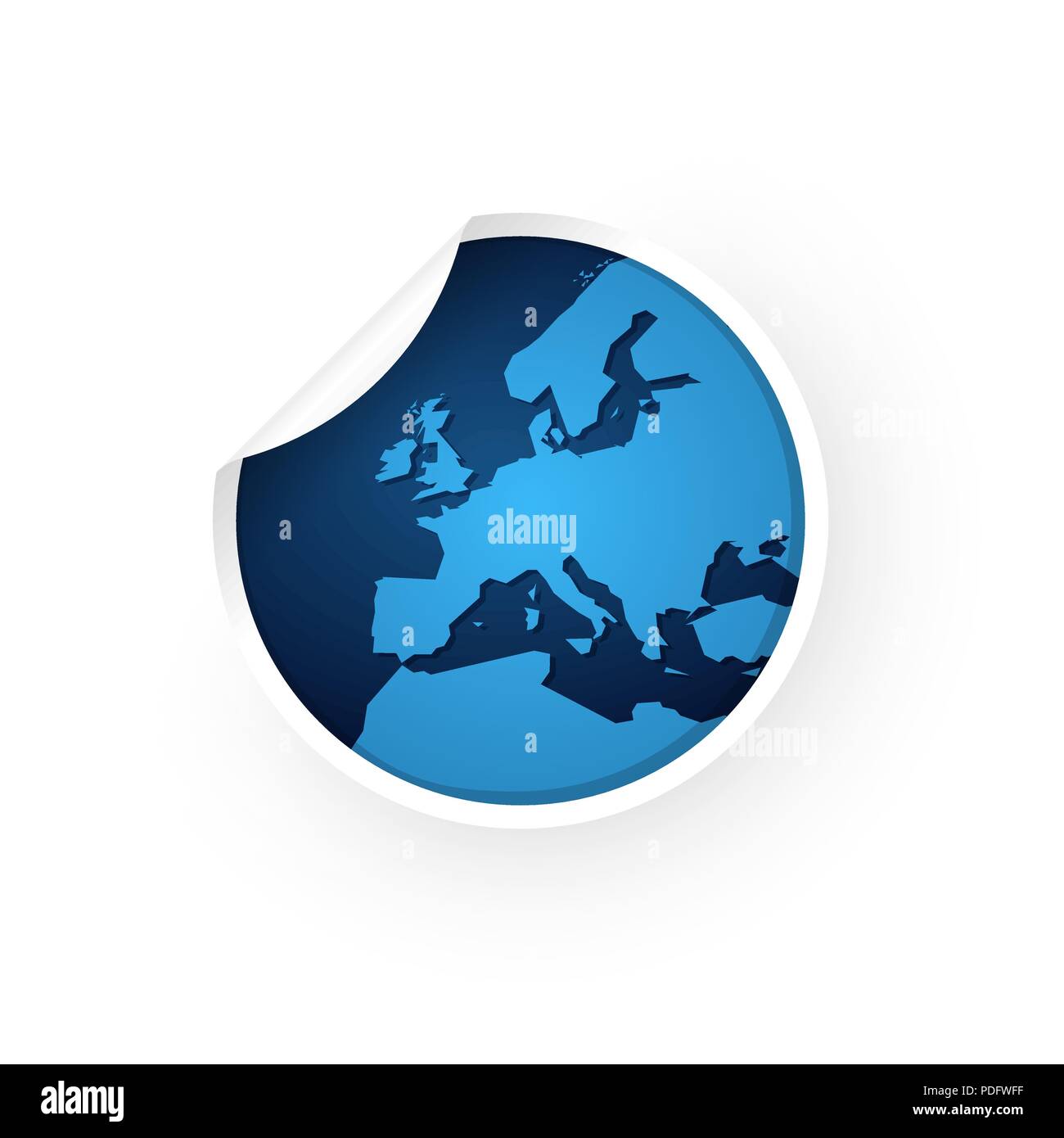 blue europe map icon sticker Stock Vector