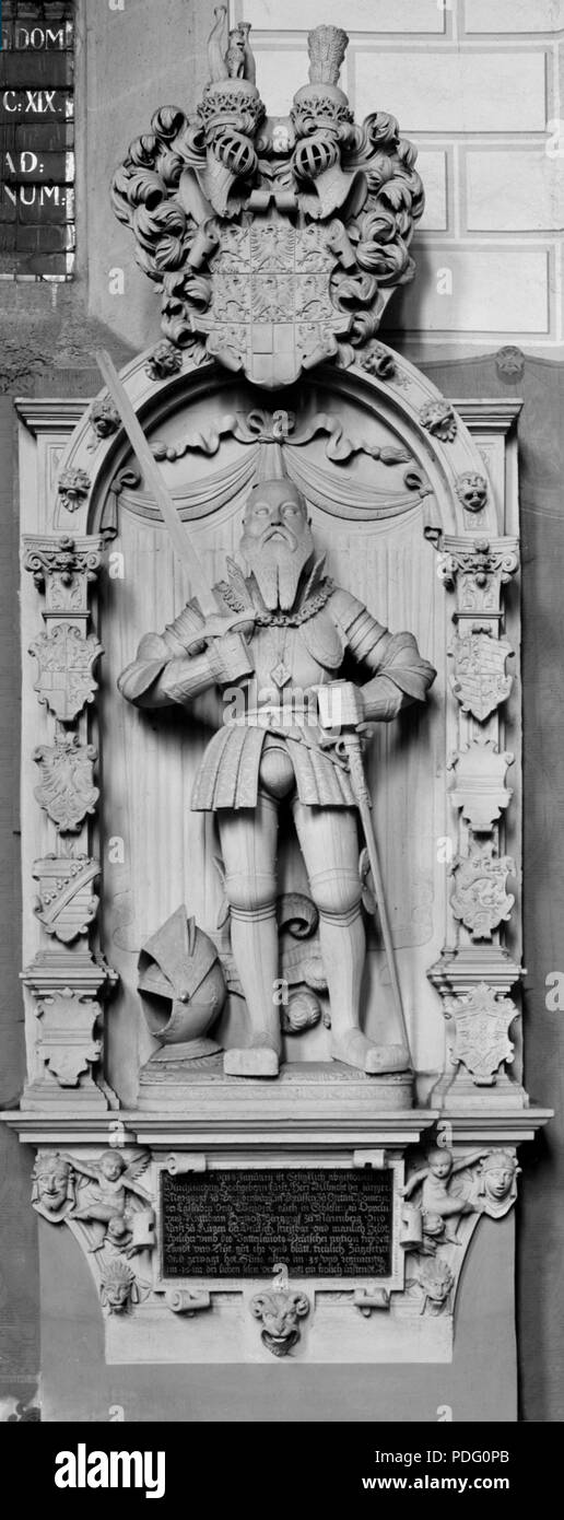 144 Grabdenkmal für Markgraf Bernhard den Jüngeren von Baden-Durlach, Sohn des Markgrafen Ernst von Baden-Durlach mit Elisabeth von Brandenburg-Ansbach, Grabmonument im Stiftschor der Schlosskirche in Pforzheim Stock Photo