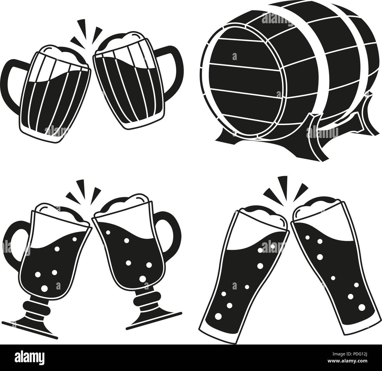 Black and white draft beer silhouette set Stock Vector Image & Art Alamy