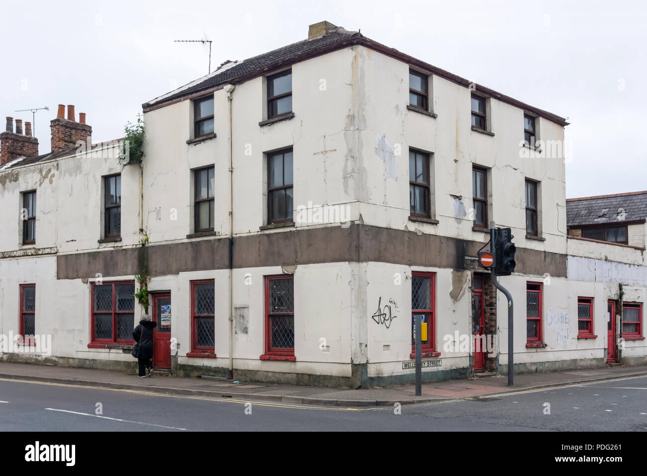 Closed & semi-derelict Glendevon Hotel in King's Lynn. King's Lynn is one of the towns eligible for support from the new government Towns Fund. Stock Photo