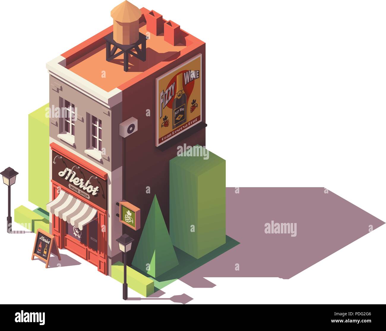 Vector isometric wine shop Stock Vector