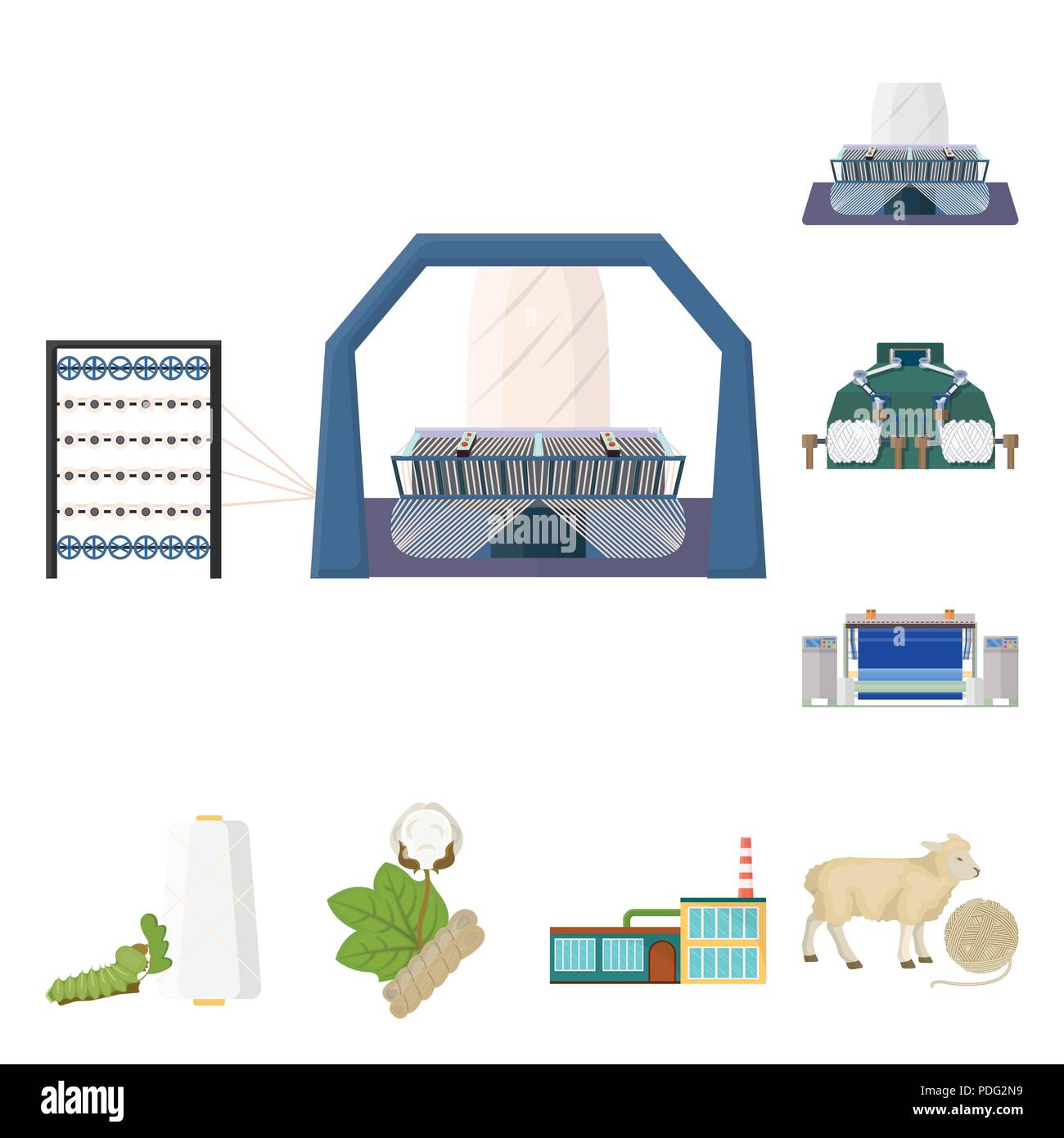 Textile industry cartoon icons in set collection for design.Textile ...