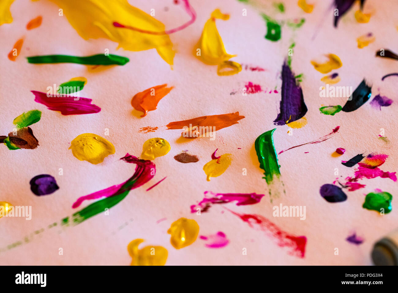 multicolored brush strokes on white as a background. Stock Photo