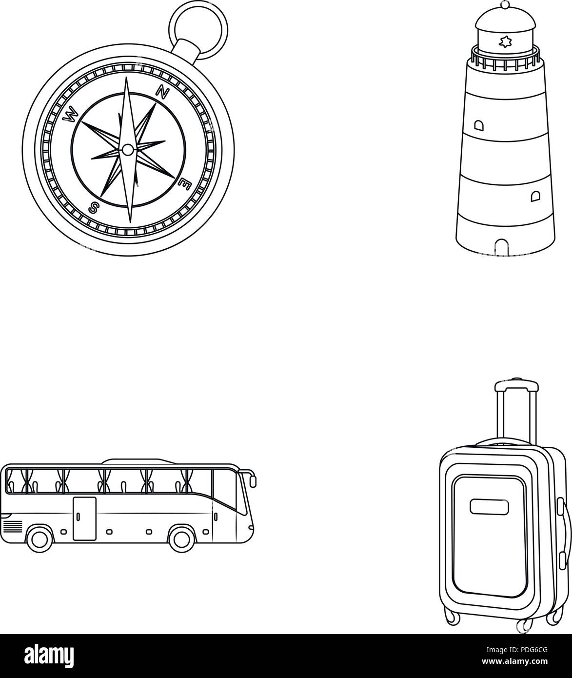 bag,bus,collection,compass,icon,illustration,isolated,lighthouse,logo ...