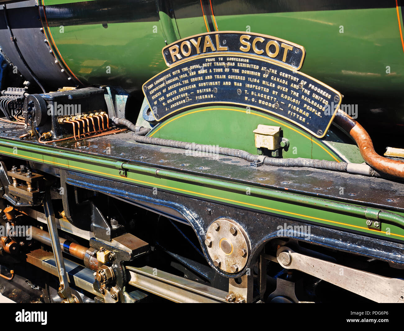 The famous Royal Scot engine at Oxenhope Station, Yorkshire Stock Photo