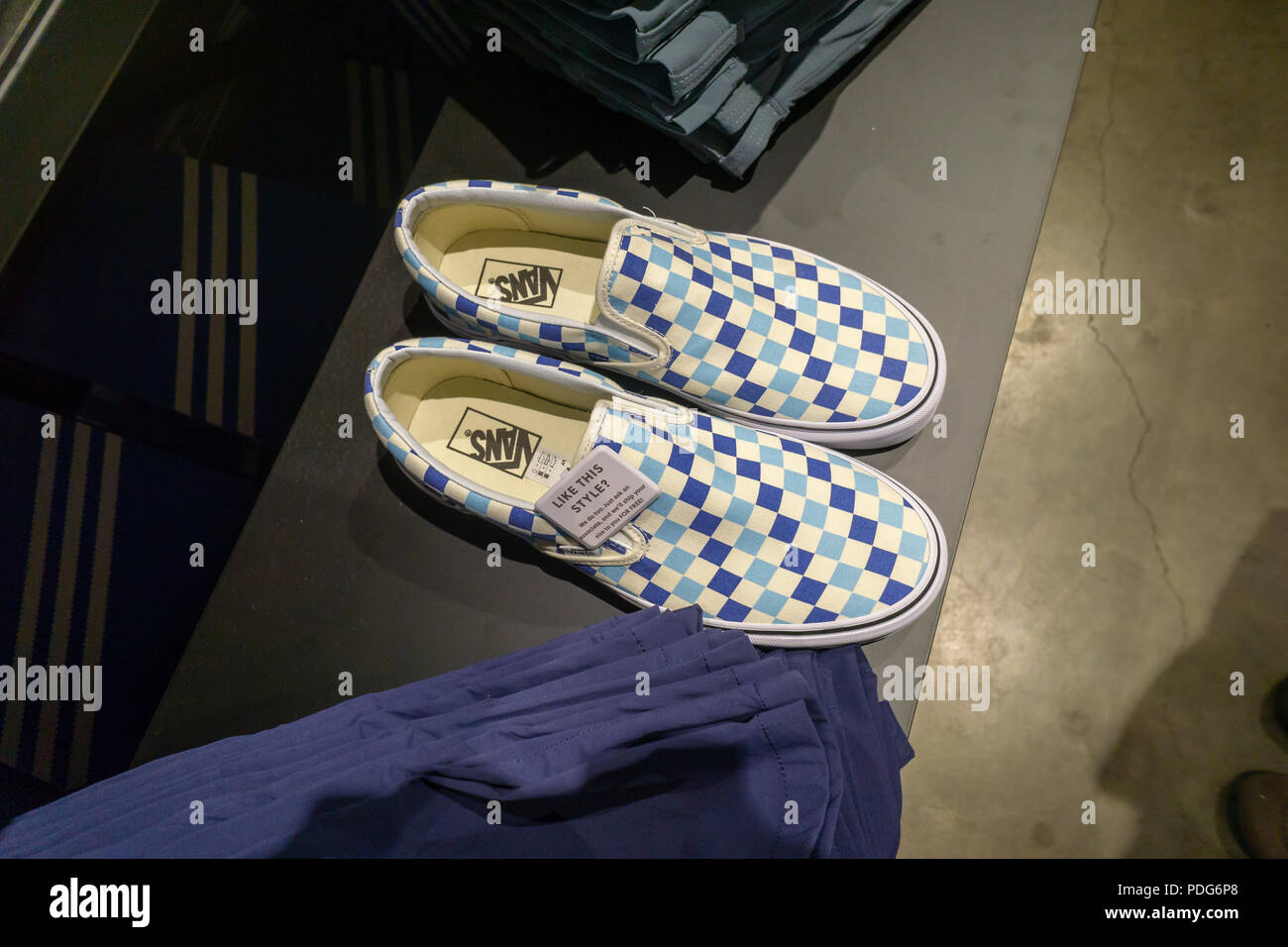 Vans brand sneakers on display the opening celebration of the new J. Crew  men's store in the Dumbo neighborhood of Brooklyn in New York on Wednesday,  August 8, 2018. The 2,100 square