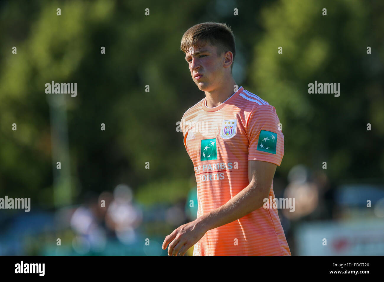 Horst, Netherlands - June 29, 2018: Player of RSC Anderlecht Alexis Saelemaekers in action during friendly match RSC Anderlecht vs PAOK at Sport park  Stock Photo