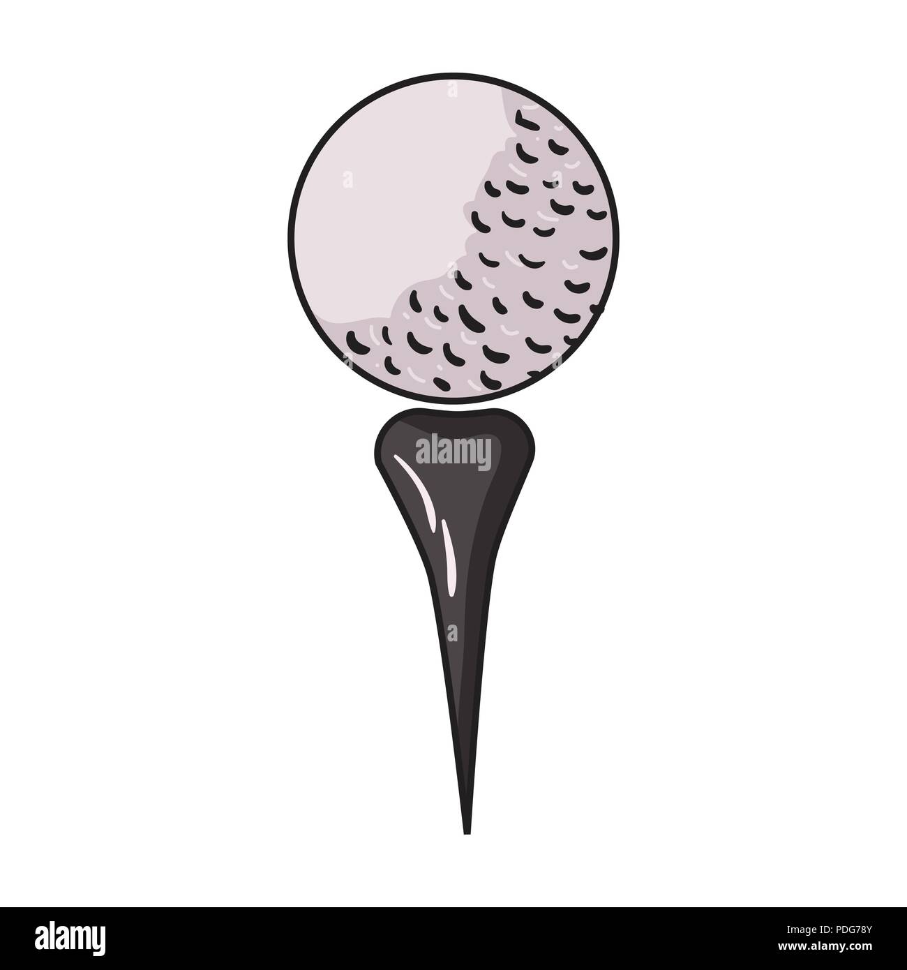 Golf ball on tee icon in cartoon style isolated on white background. Golf club symbol vector
