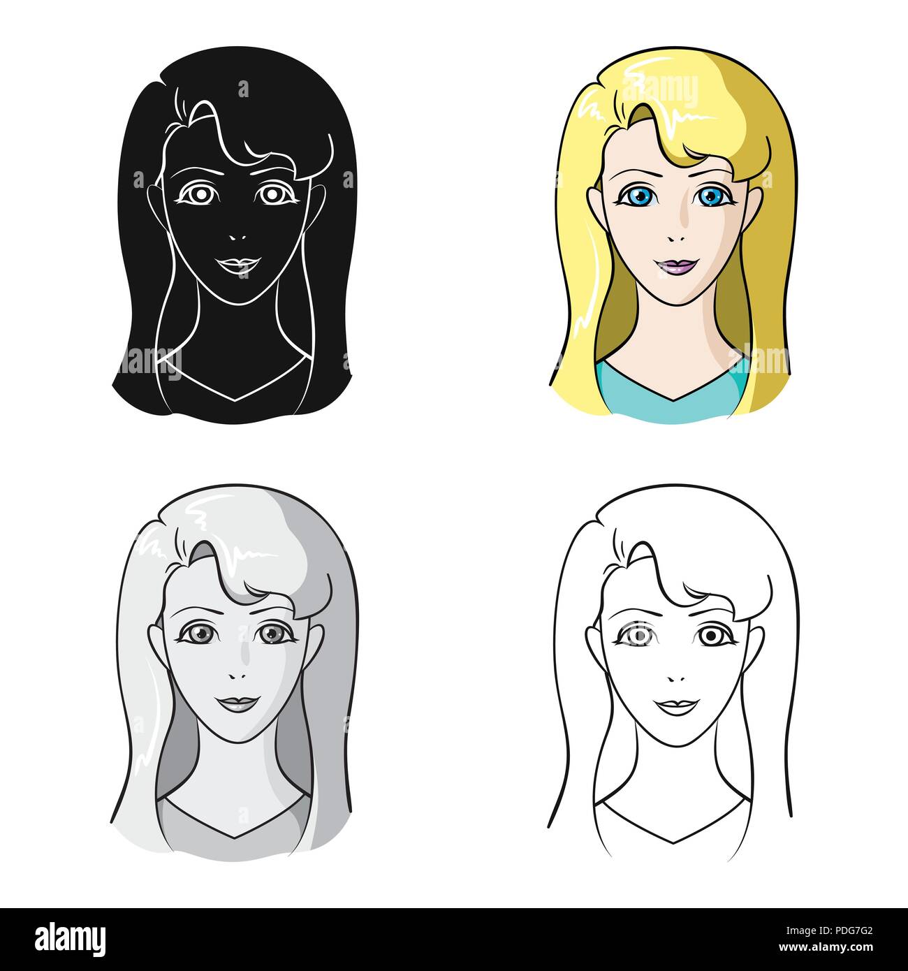 Avatar Girl With White Hair Avatar And Face Single Icon In Cartoon