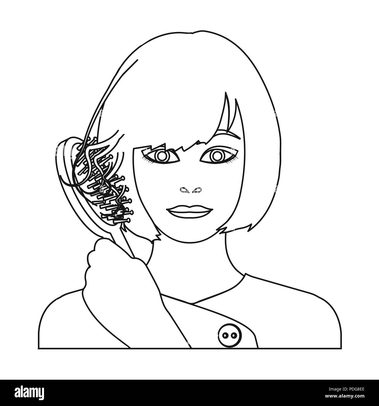 Hair Single Icon In Outline Style Hair Vector Symbol Stock