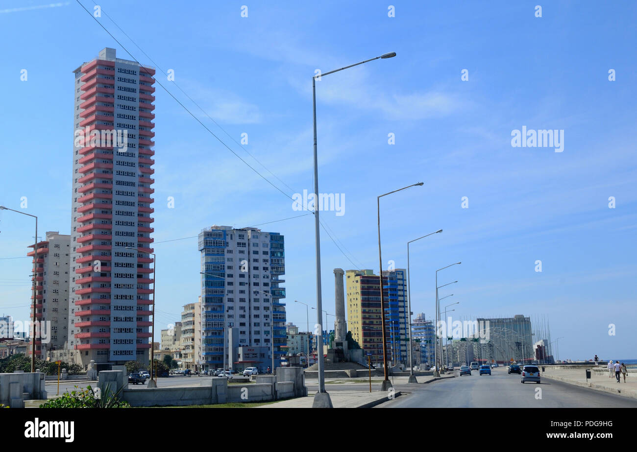 Cuba: Havanna's skyline at the Malecon Stock Photo