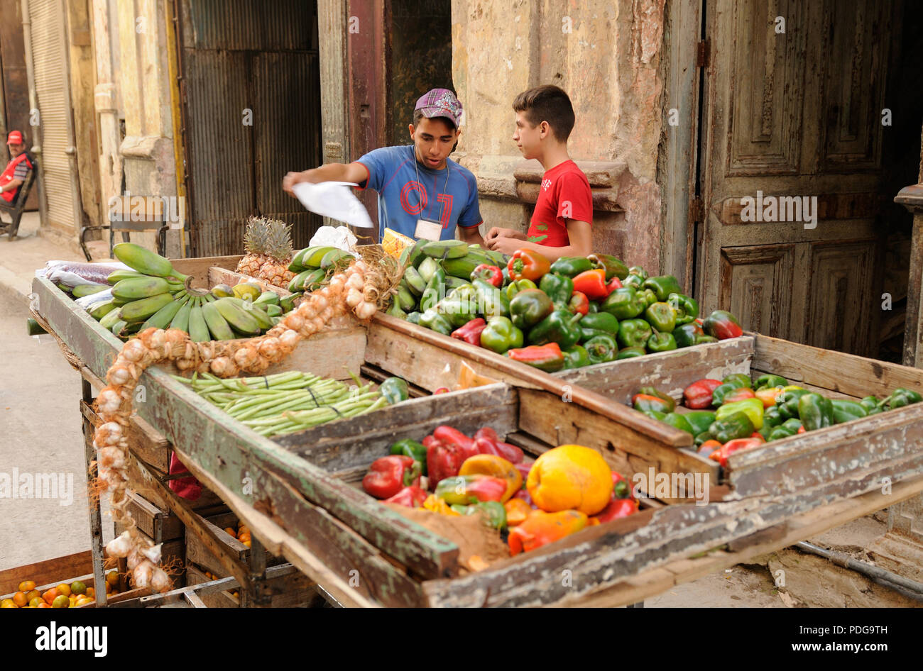 Cuba: Young street-market-traders in Havanna-City Stock Photo - Alamy