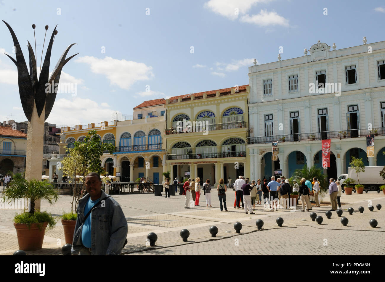 From the Unesco restored colonial buildings in the harbour of Havanna Stock Photo