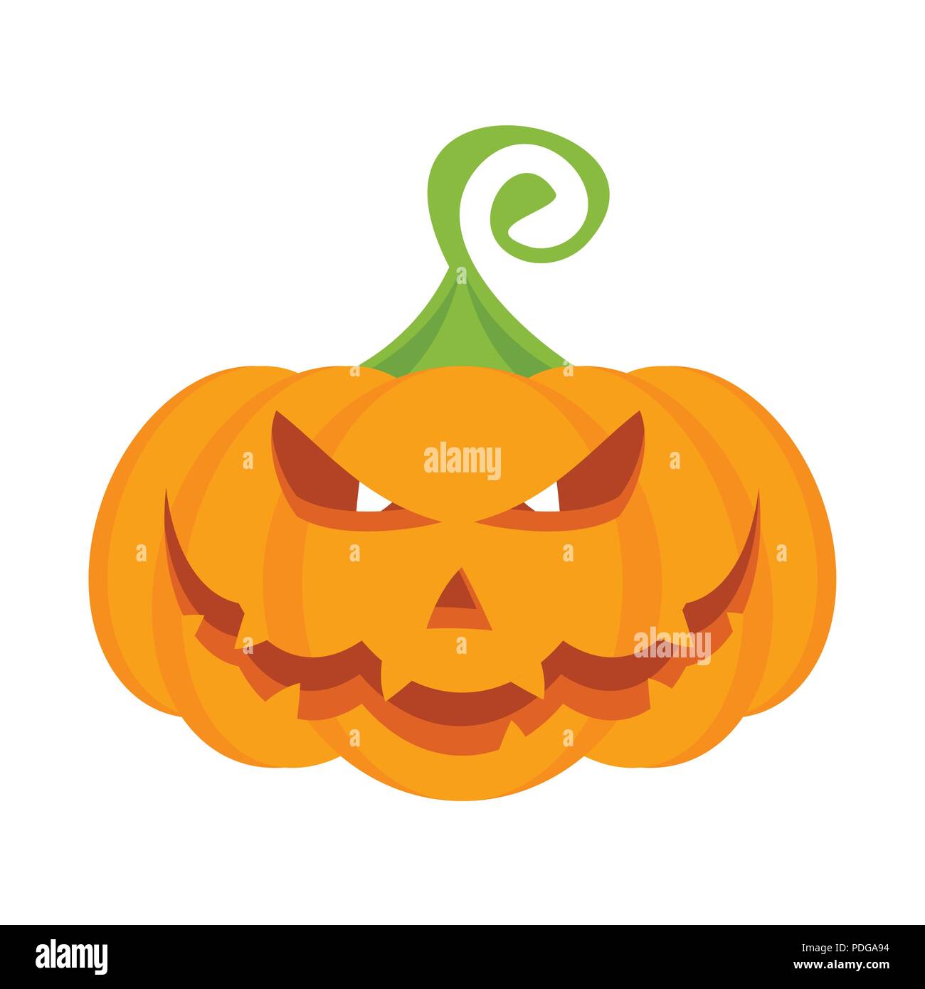 Halloween party pumpkin character with burning evil eyes Stock Vector