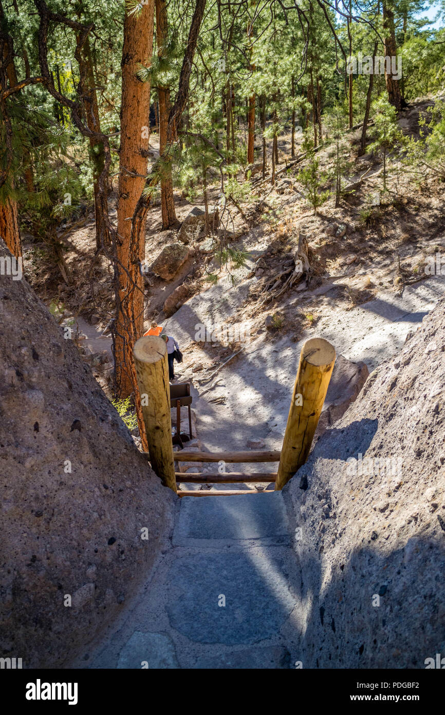 Alcove House Trail in Bandelier National Monument, New Mexico Stock