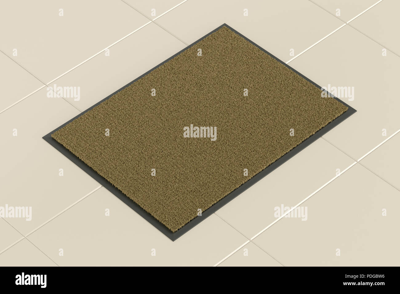 Brown doormat on tile floor, 3D illustration Stock Photo Alamy