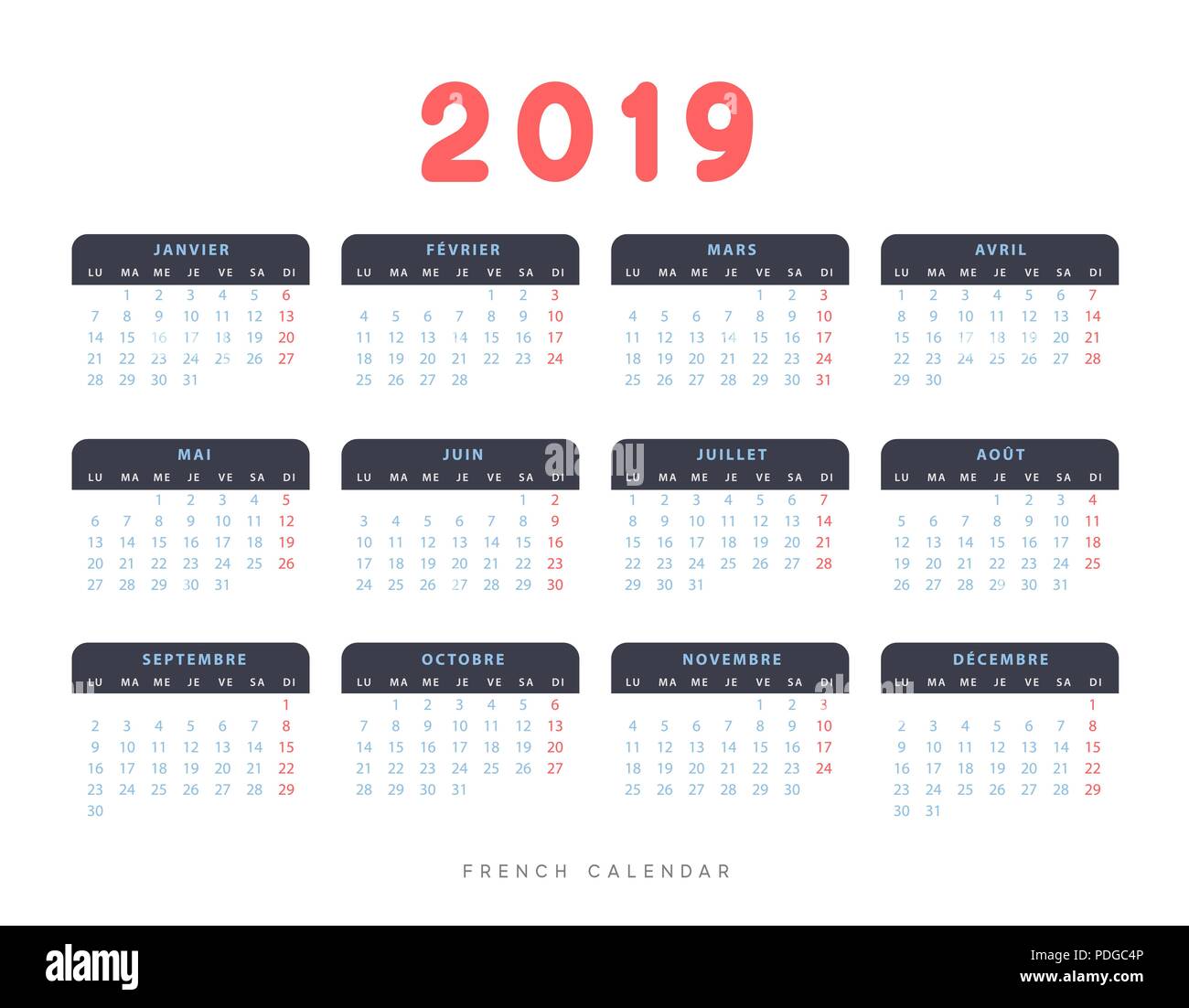 French Calendar High Resolution Stock Photography And Images Alamy