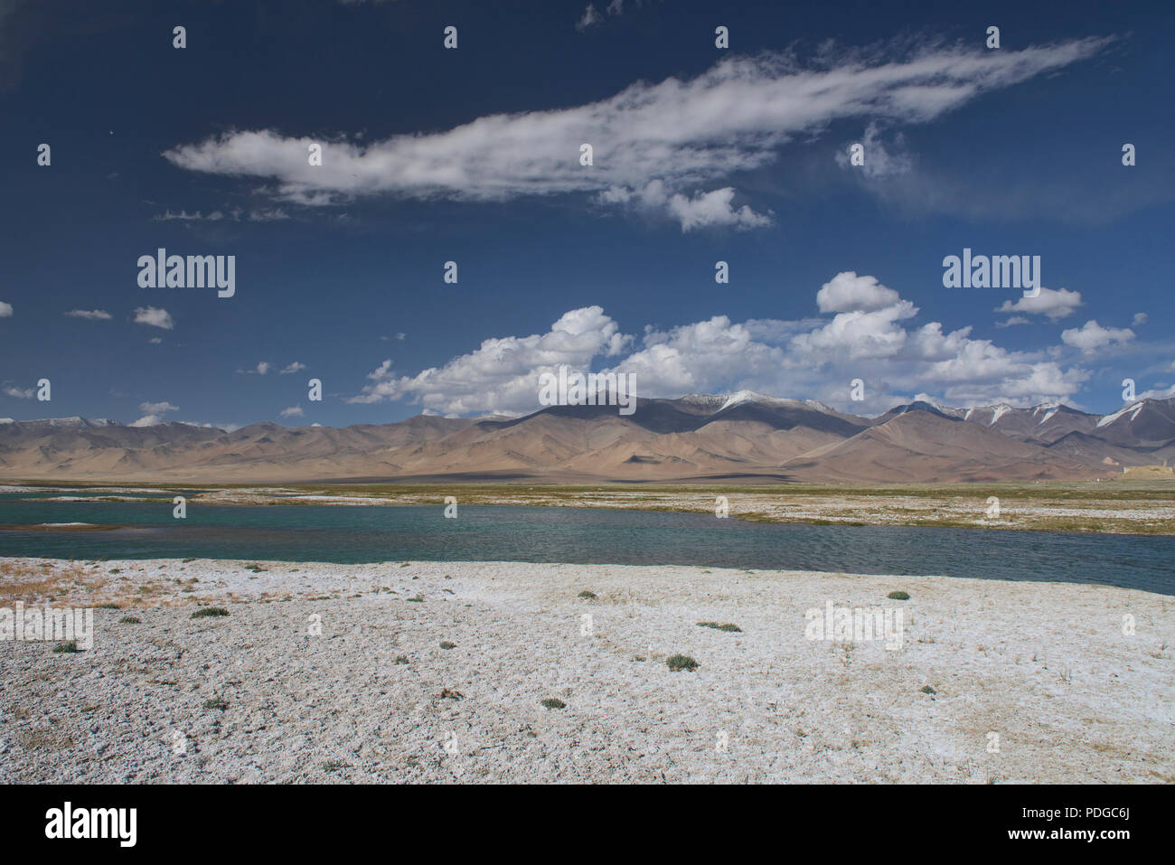 Salt Deposits Alongside Karakul Lake On The Pamir Highway, Gorno 