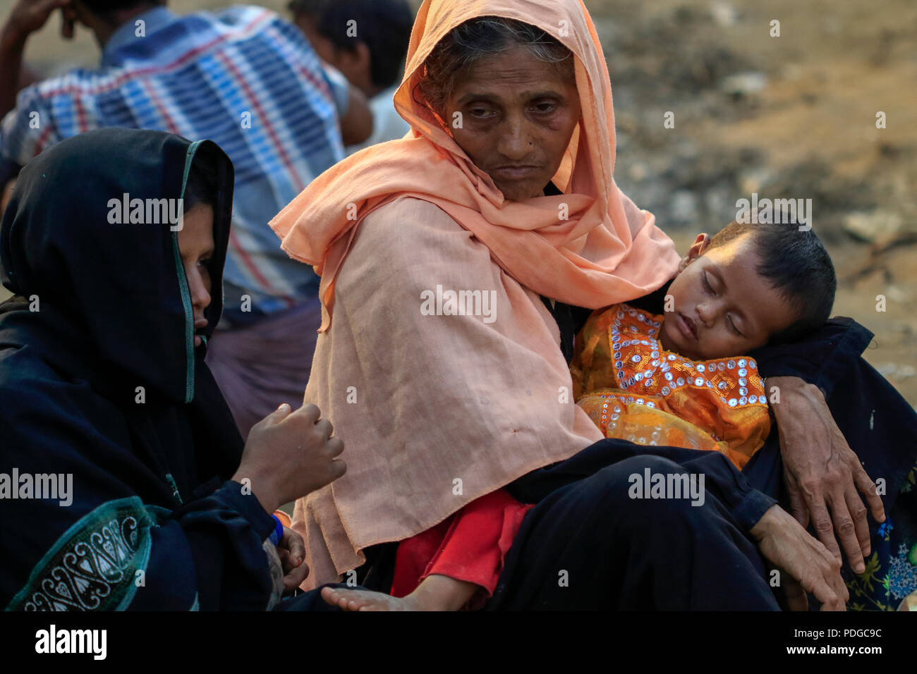 Rohingya refugees at Balukhali Refugee Camp. Cox's Bazar, Bangladesh Stock Photo