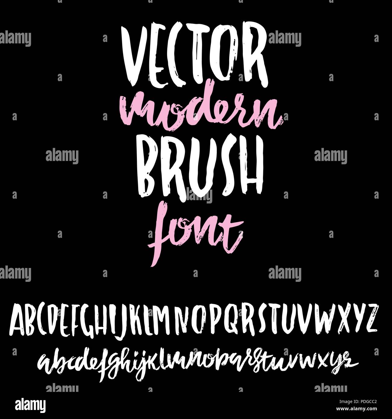 Hand drawn dry brush lettering. Grunge style alphabet. Handwritten font ...