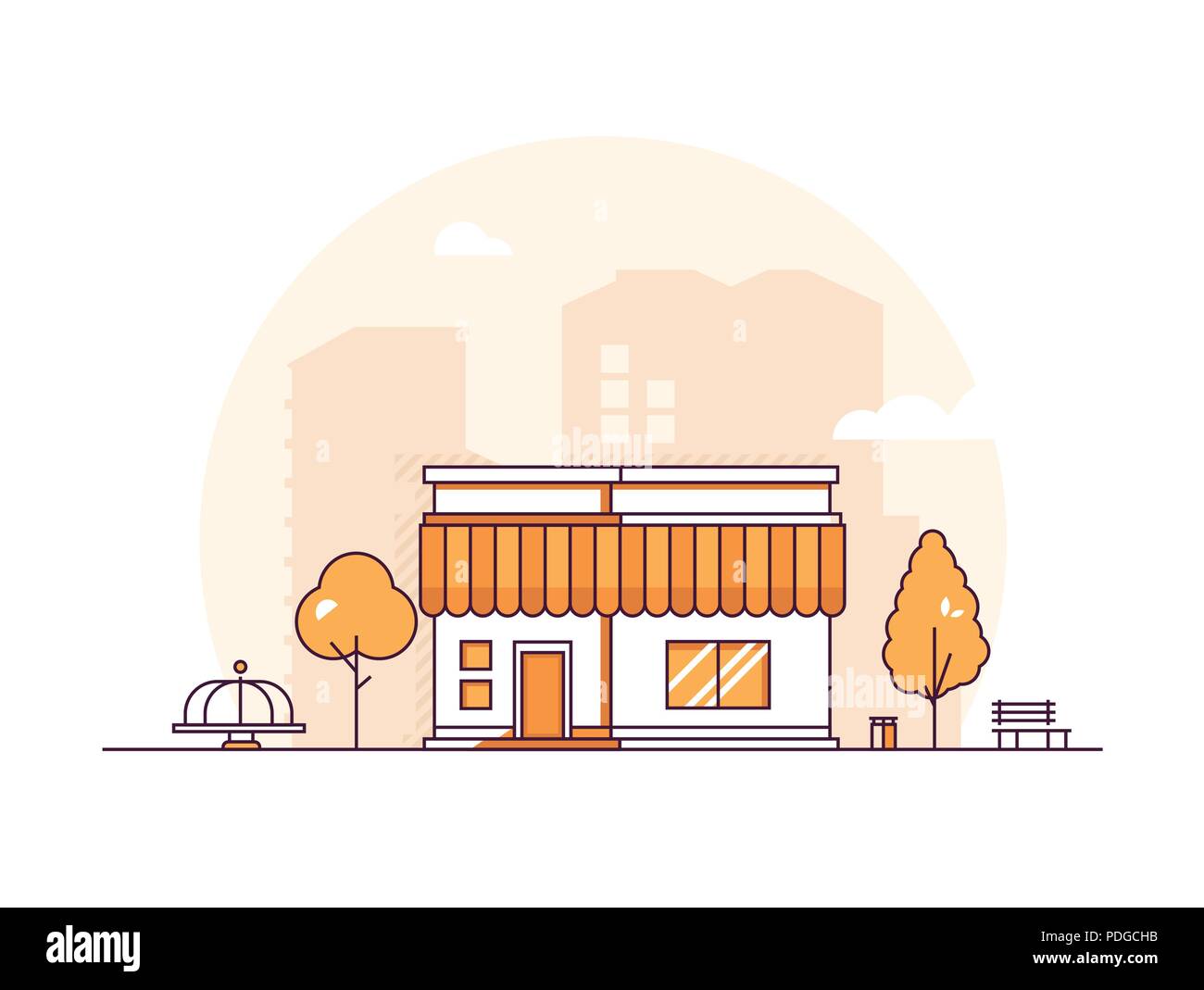 Small shop - modern thin line design style vector illustration Stock Vector