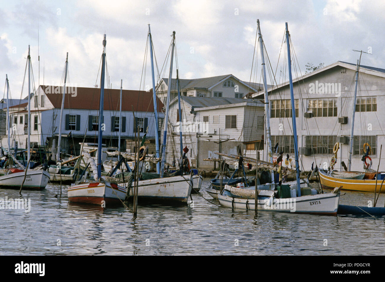 Fishing boats in Haulover Creek, Belize City, Belize, Central America