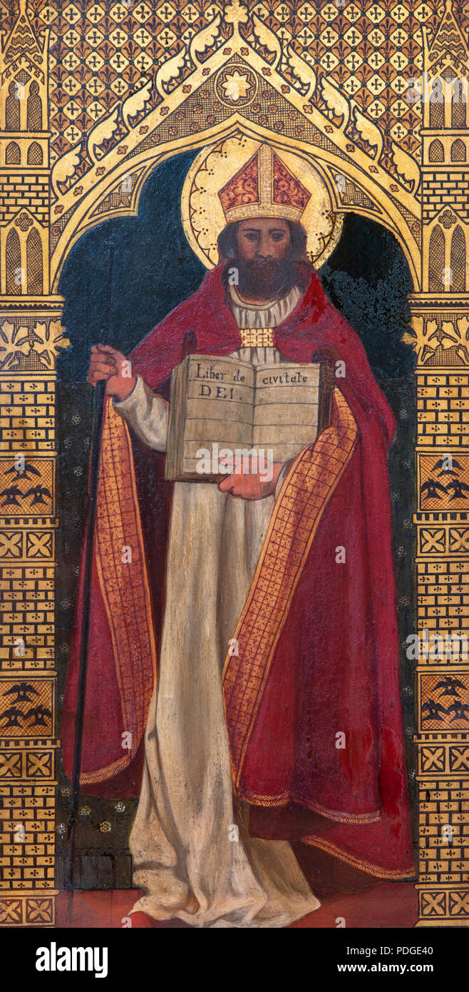 St Augustine, one of the first four 'Doctors of the Church', St Martin-on-the-Hill, Scarborough, UK Stock Photo