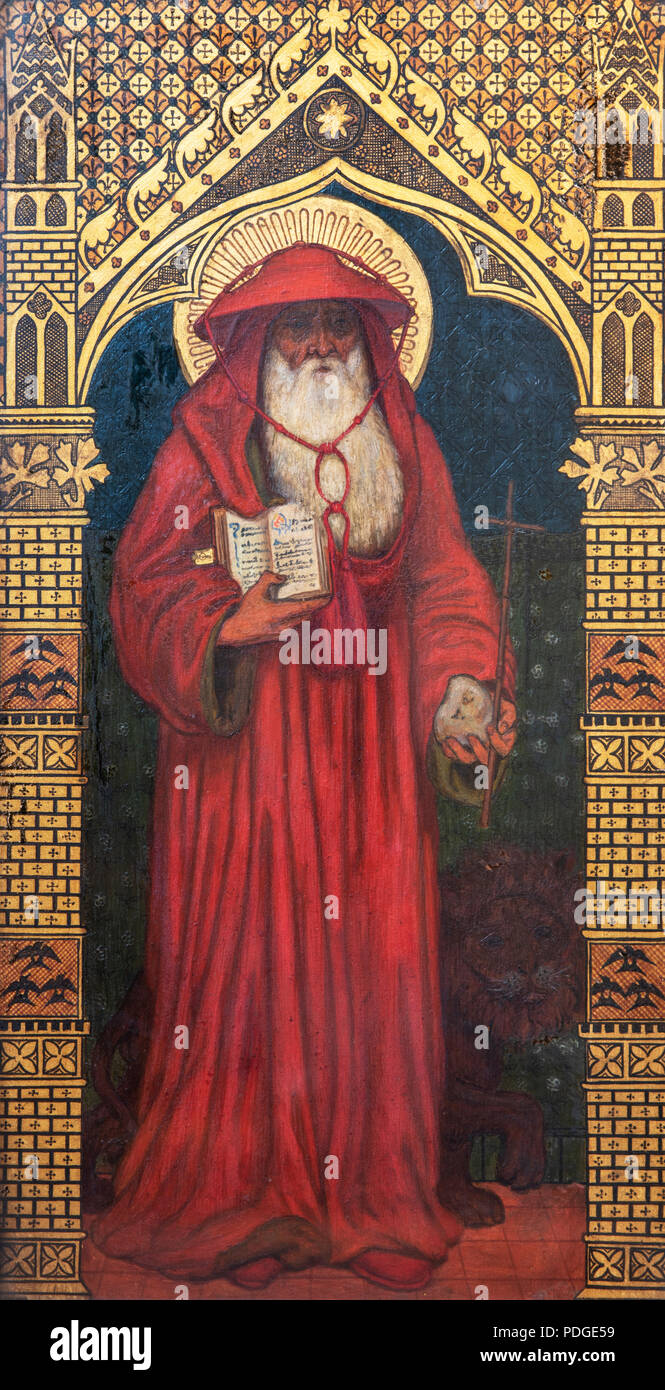 St Jerome, one of the first four 'Doctors of the Church', St Martin-on-the-Hill, Scarborough, UK Stock Photo