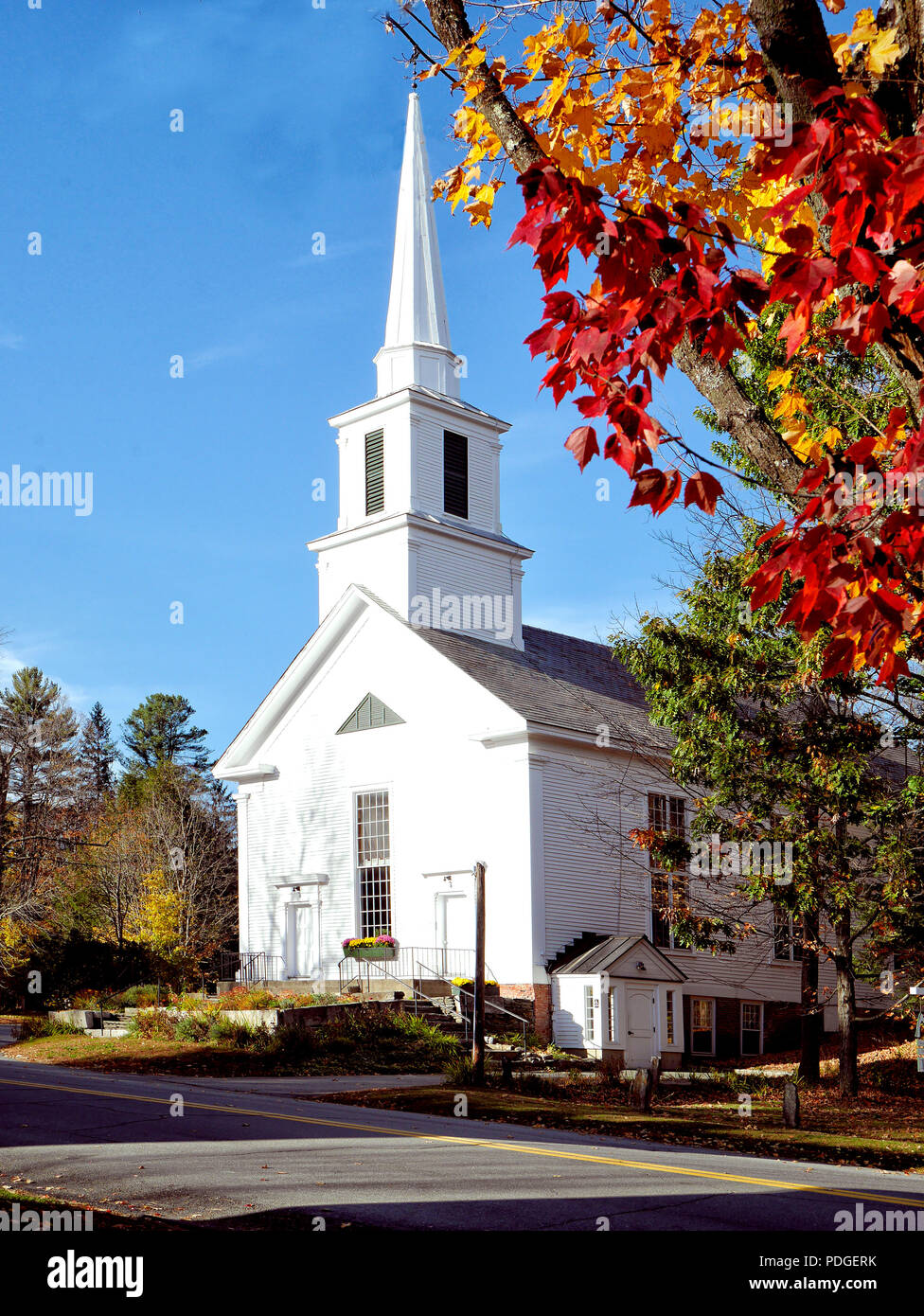 The Grafton Congregationist 'White Church', Grafton VT, known as the Brick Church. Built in 1833,.United Church of Christ congregation. Stock Photo