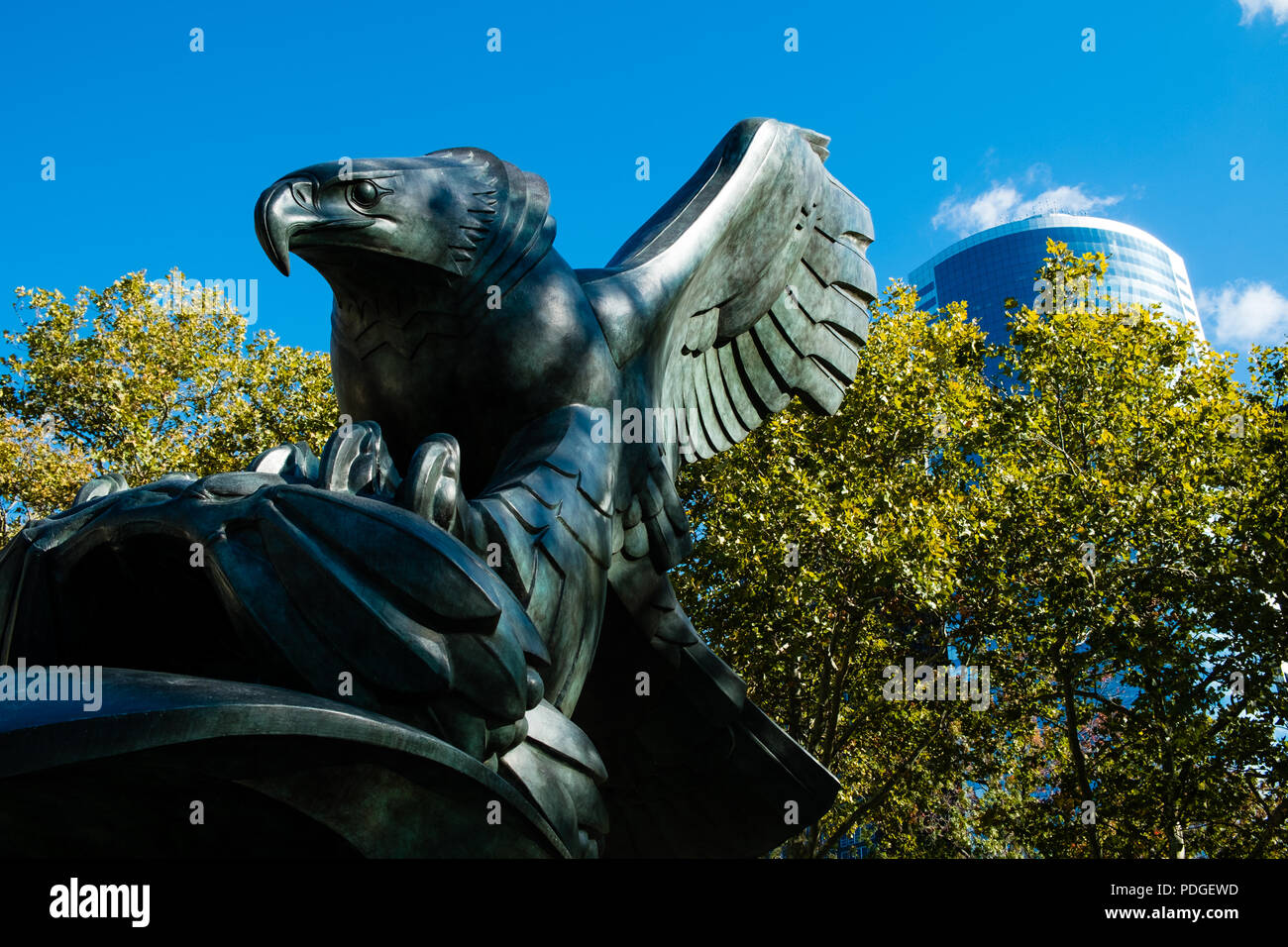 Bronze Eagle at East Coast memorial, The Battery, New York City Stock Photo