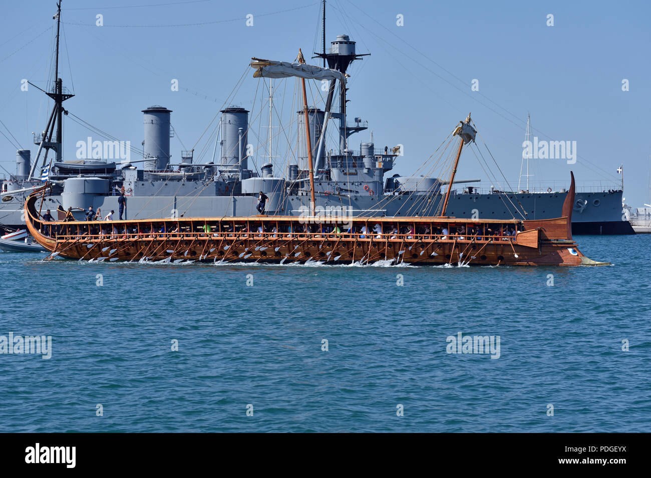 Trireme Olympias underway in Faliro, Athens, Greece Stock Photo - Alamy