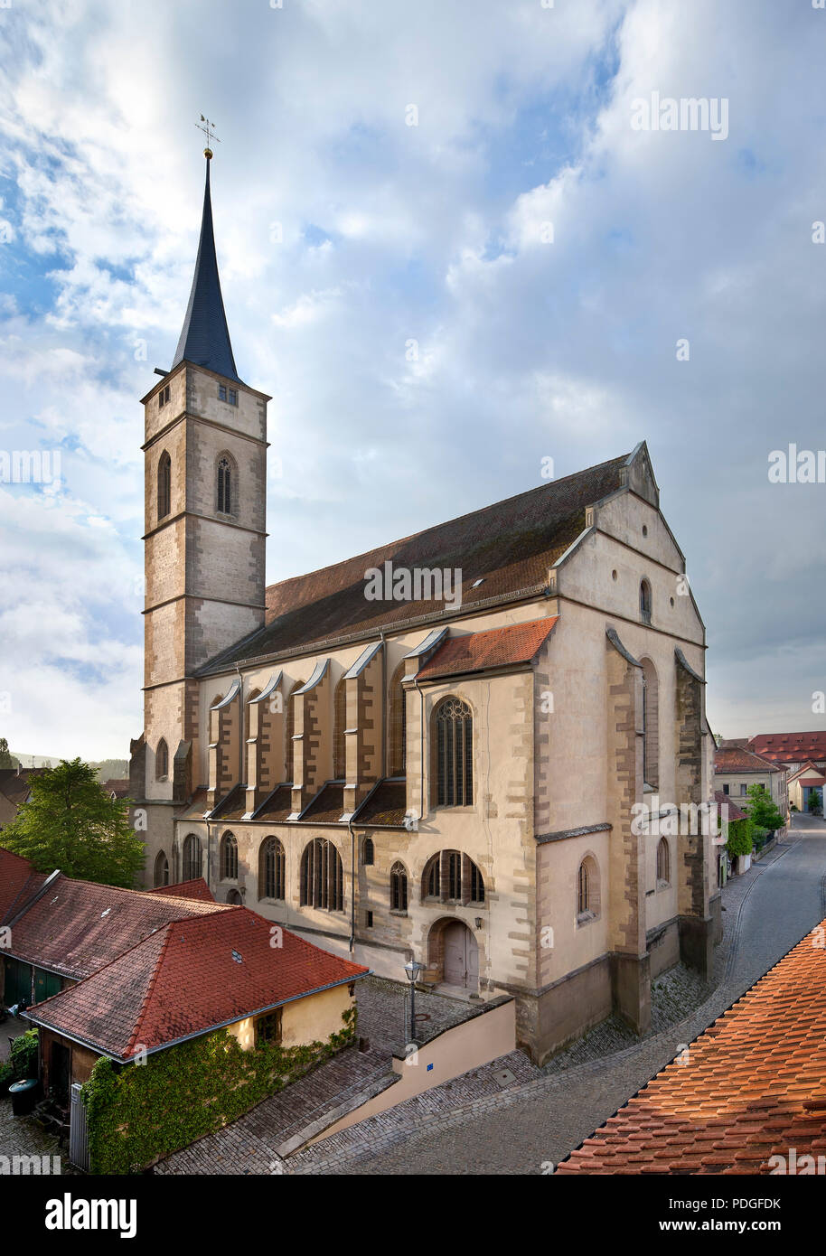 Iphofen, St. Vitus. Stadtpfarrkirche von 1349. Außenansicht Stock Photo