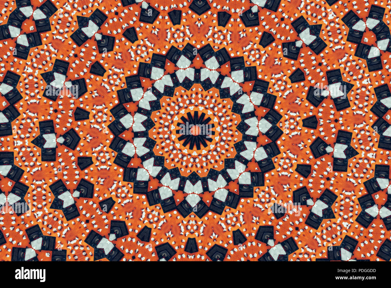 Psychedelic kaleidoscopic illusive symmetrical pattern as background Stock Photo