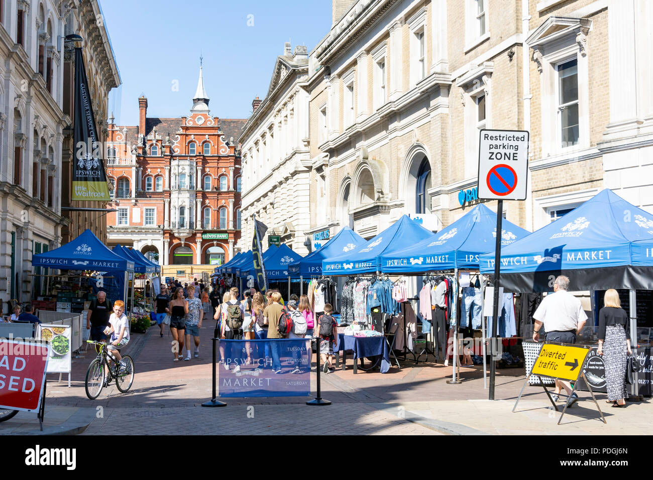 Market stalls at Ipswich Market, Princes Street, Ipswich, Suffolk