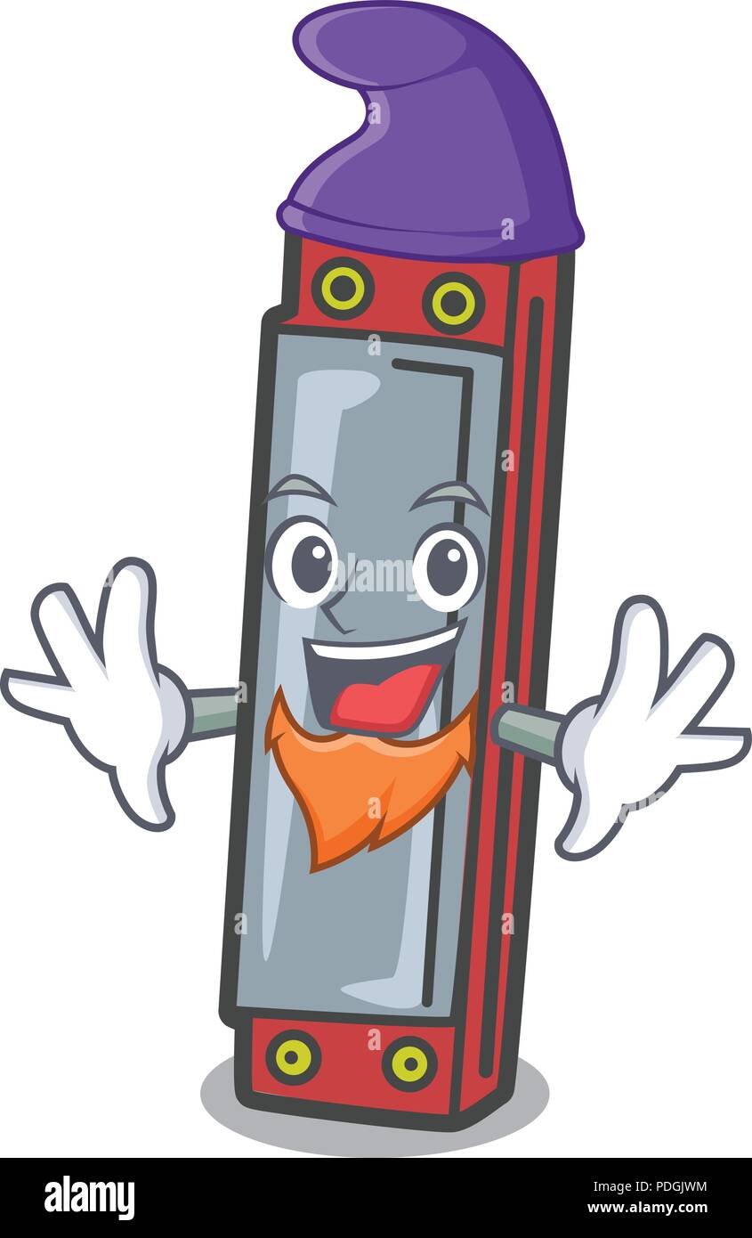Elf harmonica character cartoon style Stock Vector