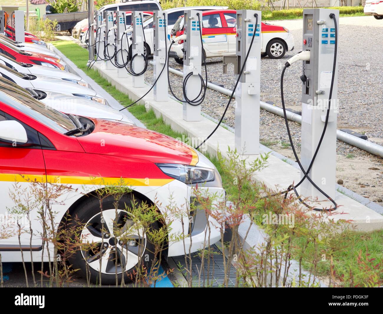 Electric car charging station in Korea Stock Photo Alamy