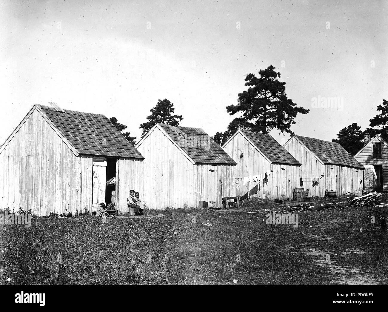 Small shack on Forsythe's Bog occupied by DeMarco family, 10 in the faiily living in this one room, September 1910 Stock Photo