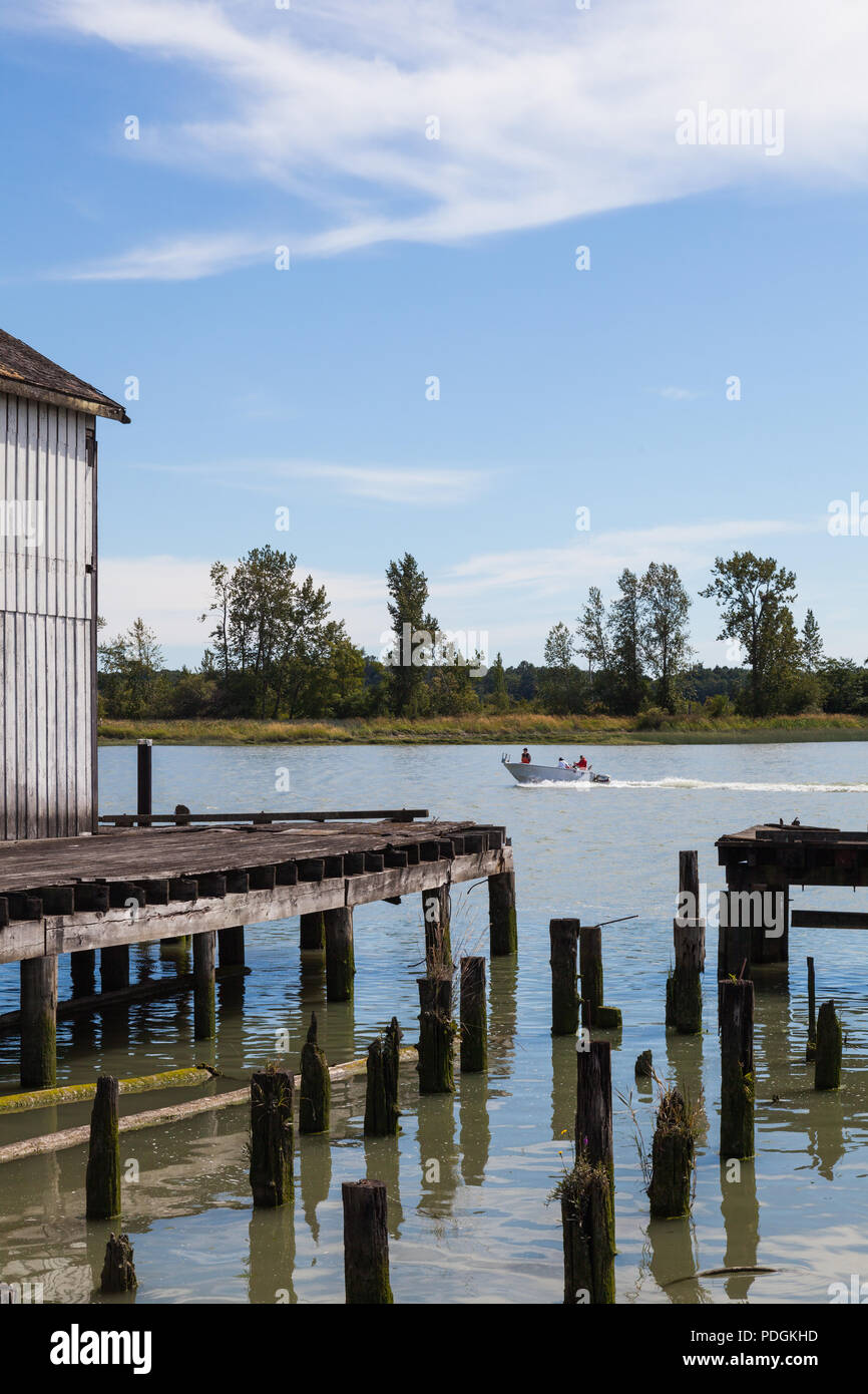 Heritage Net Loft building on the banks of the Fraser River in