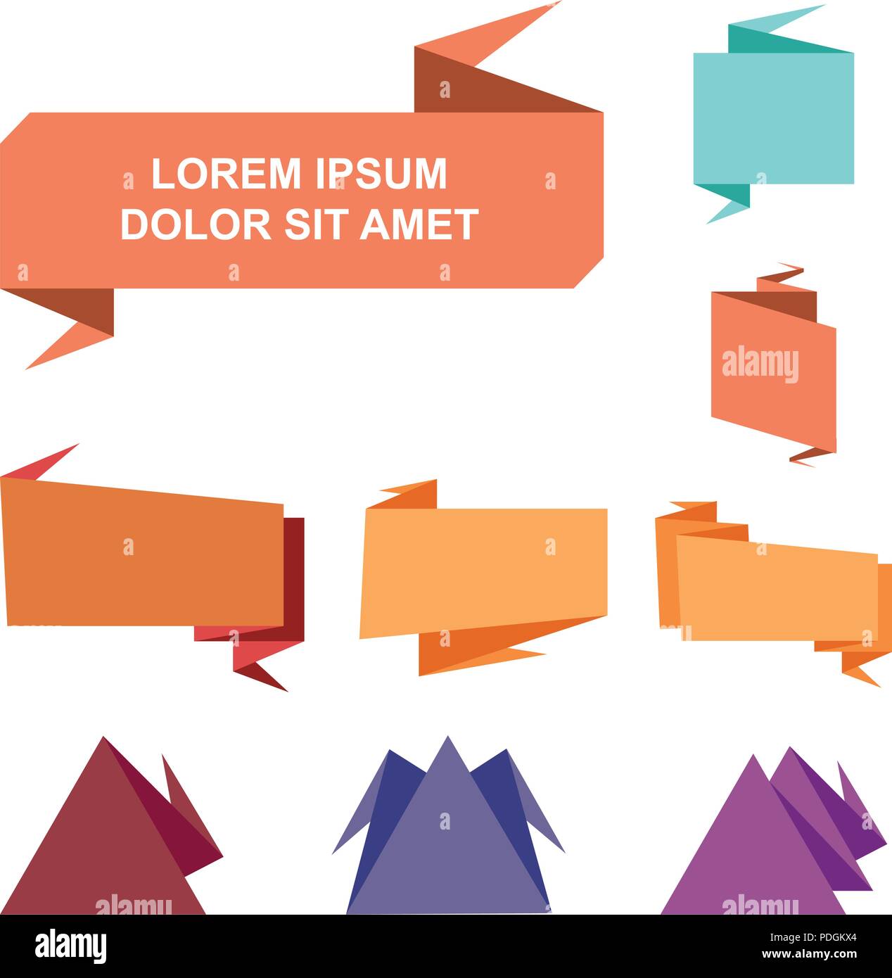 Flat Origami Paper Ribbon Banner Template Set Stock Vector Image & Art