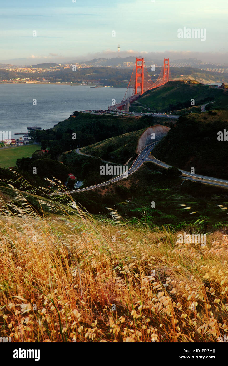Roads near the Golden Gate Bridge, The Presidio, San Francisco, California, USA Stock Photo